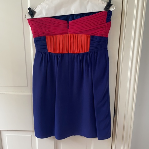 Shoshanna Mini Navy Dress with Orange & Fuschia Bodice - Picture 2 of 4